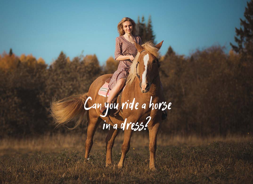 ride a horse in a dress
