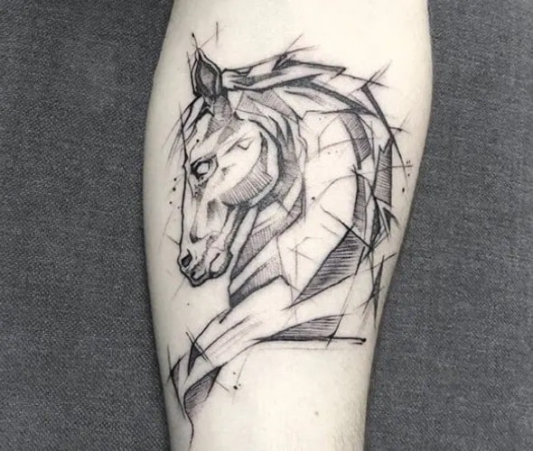 Koit Tattoo  Horse tattoo on the back in black with graphic